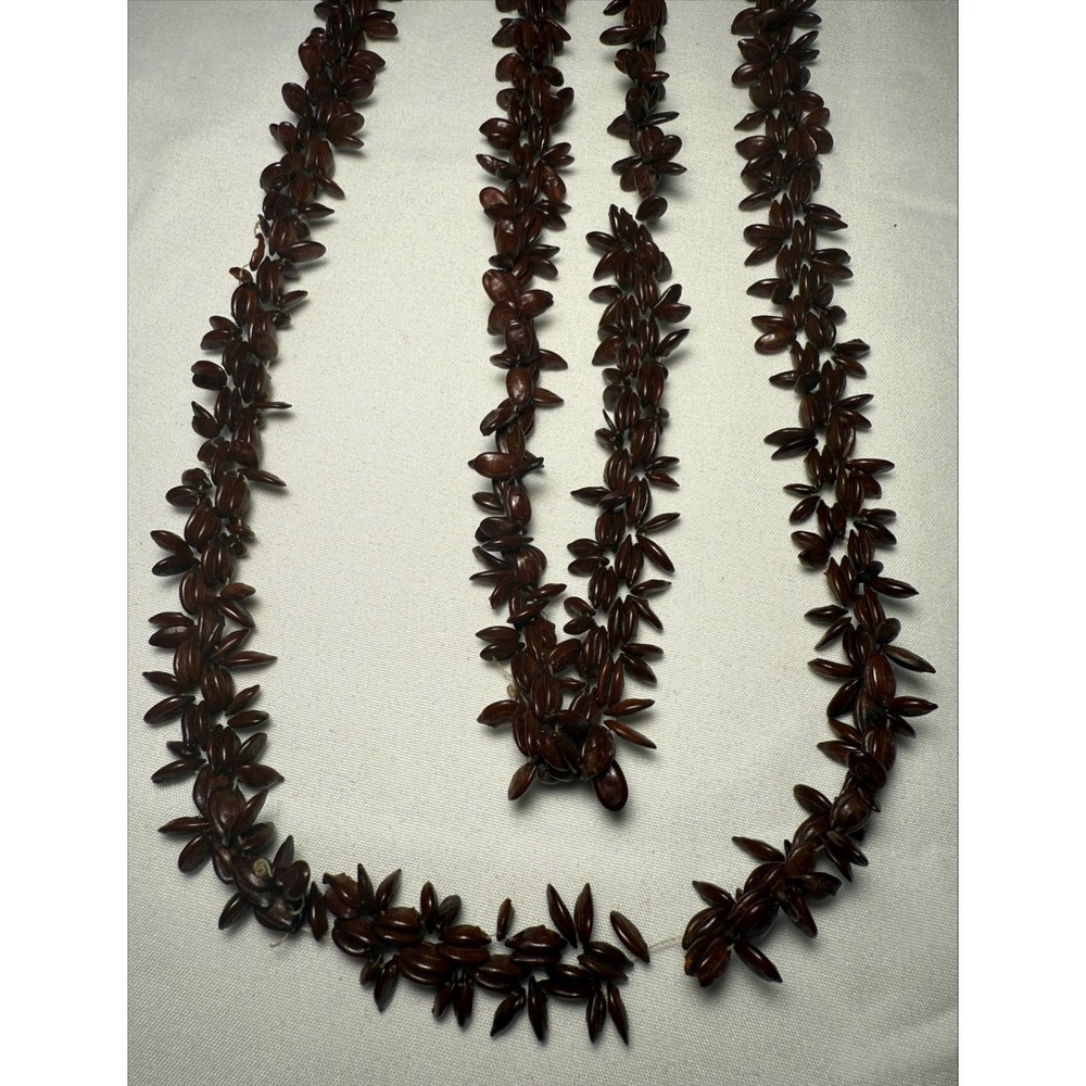 Vintage Hawaiian Lei Necklace Dark Brown Tropical Jewelry